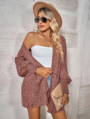 Dotted Dressy Puff Sleeve Cardigan