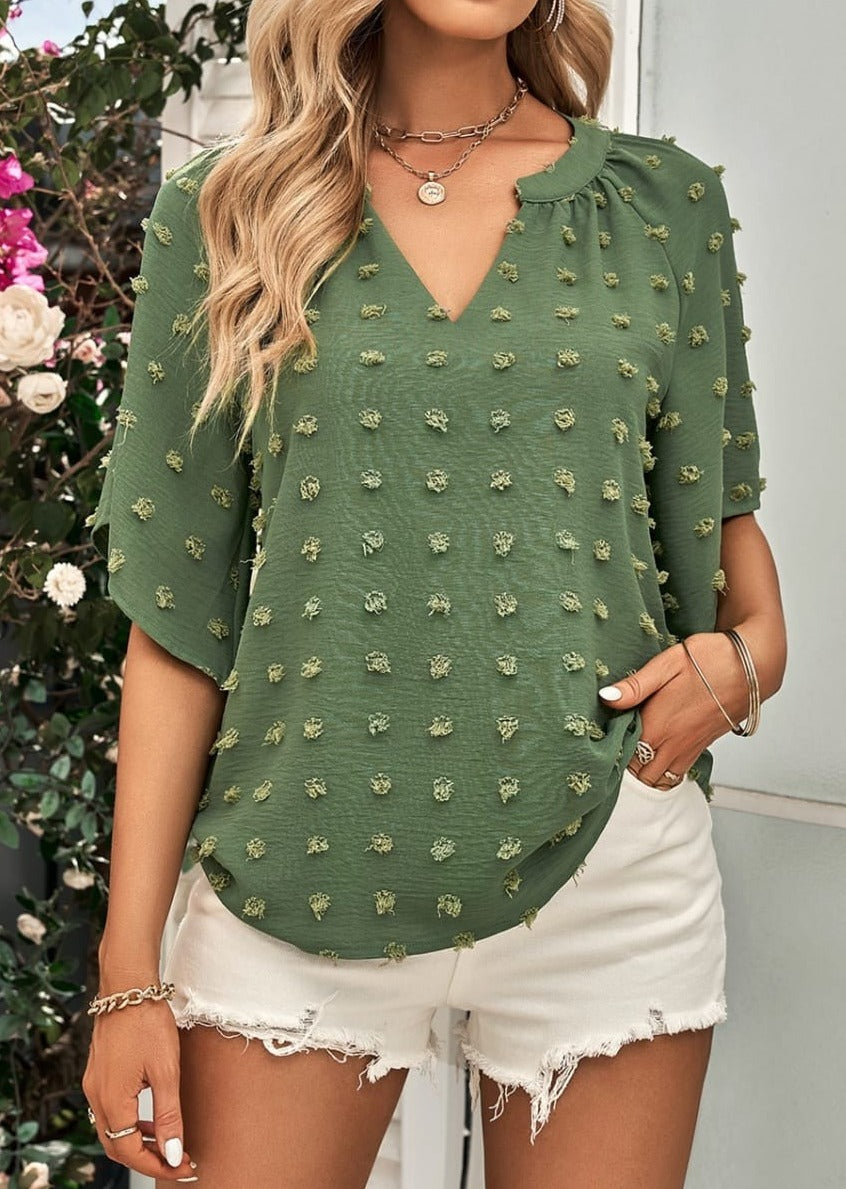 Textured Dot Draped Top