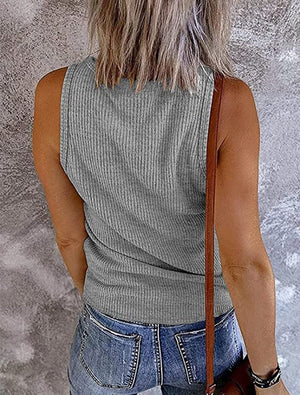 Snap Front Ribbed Tank Top