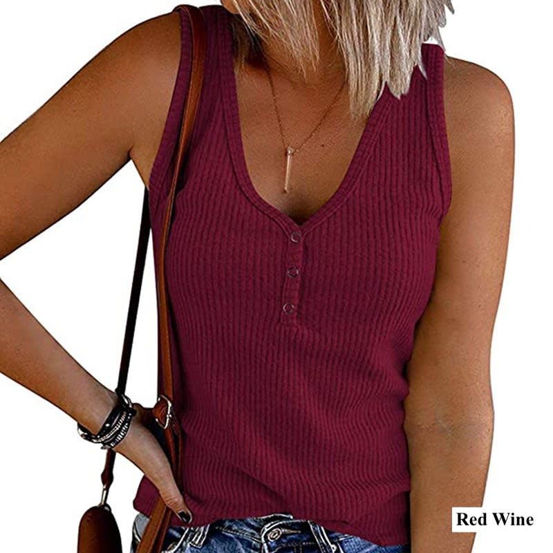 Snap Front Ribbed Tank Top