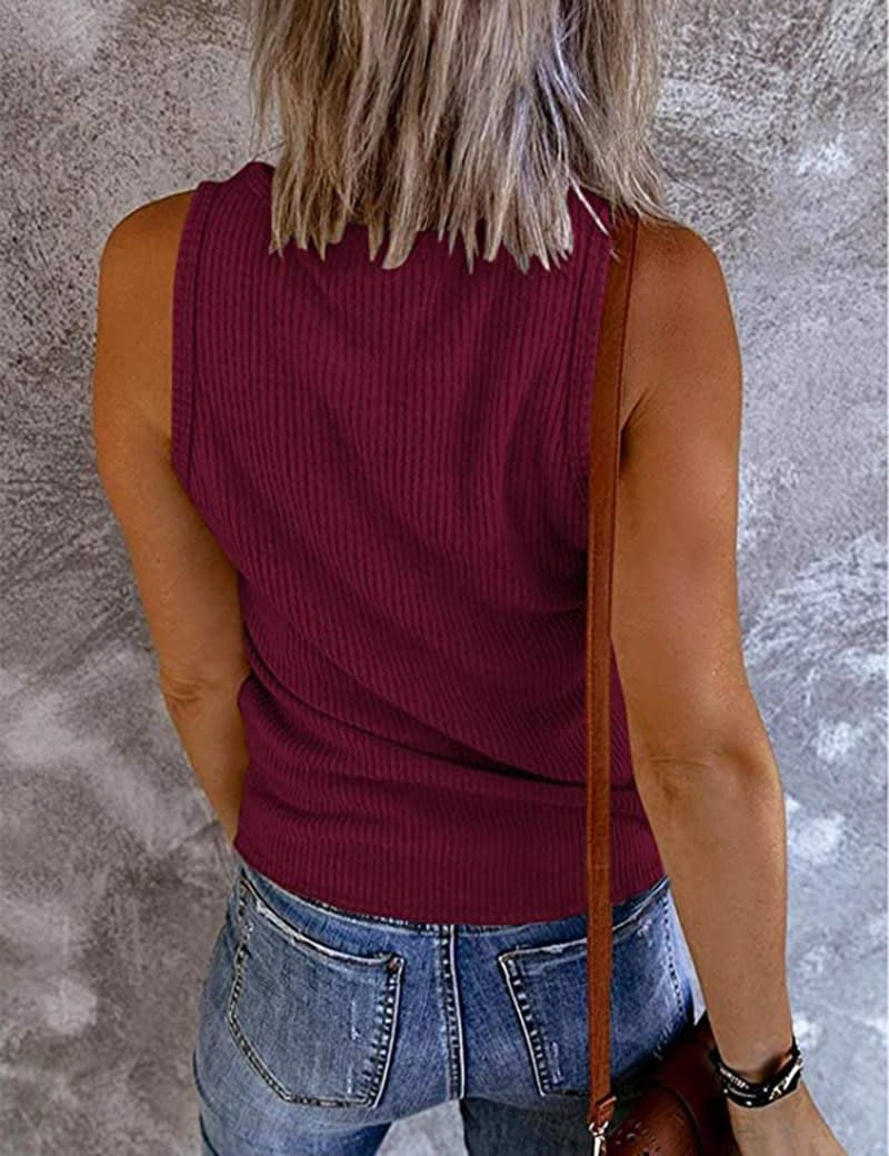 Snap Front Ribbed Tank Top