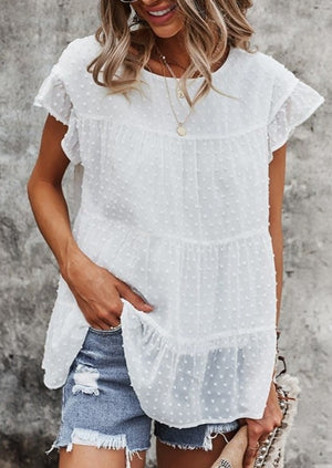 Flowing Dotted Ruffled Top
