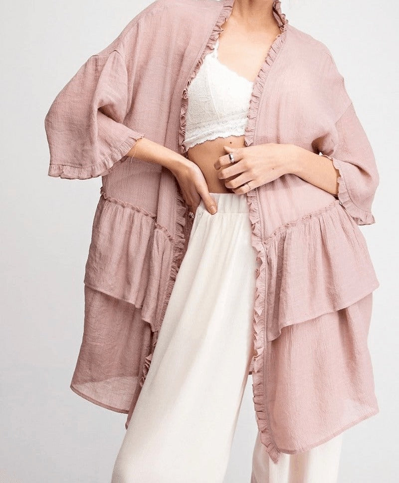 Ruffled Kimono Cardigan