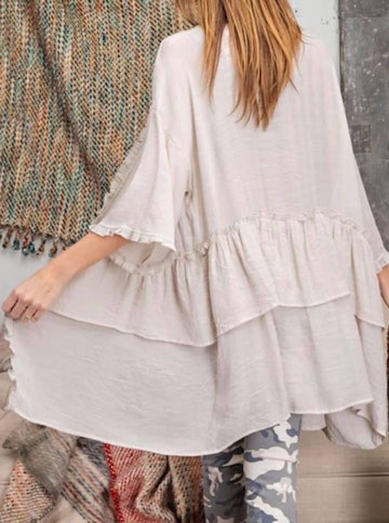 Ruffled Kimono Cardigan