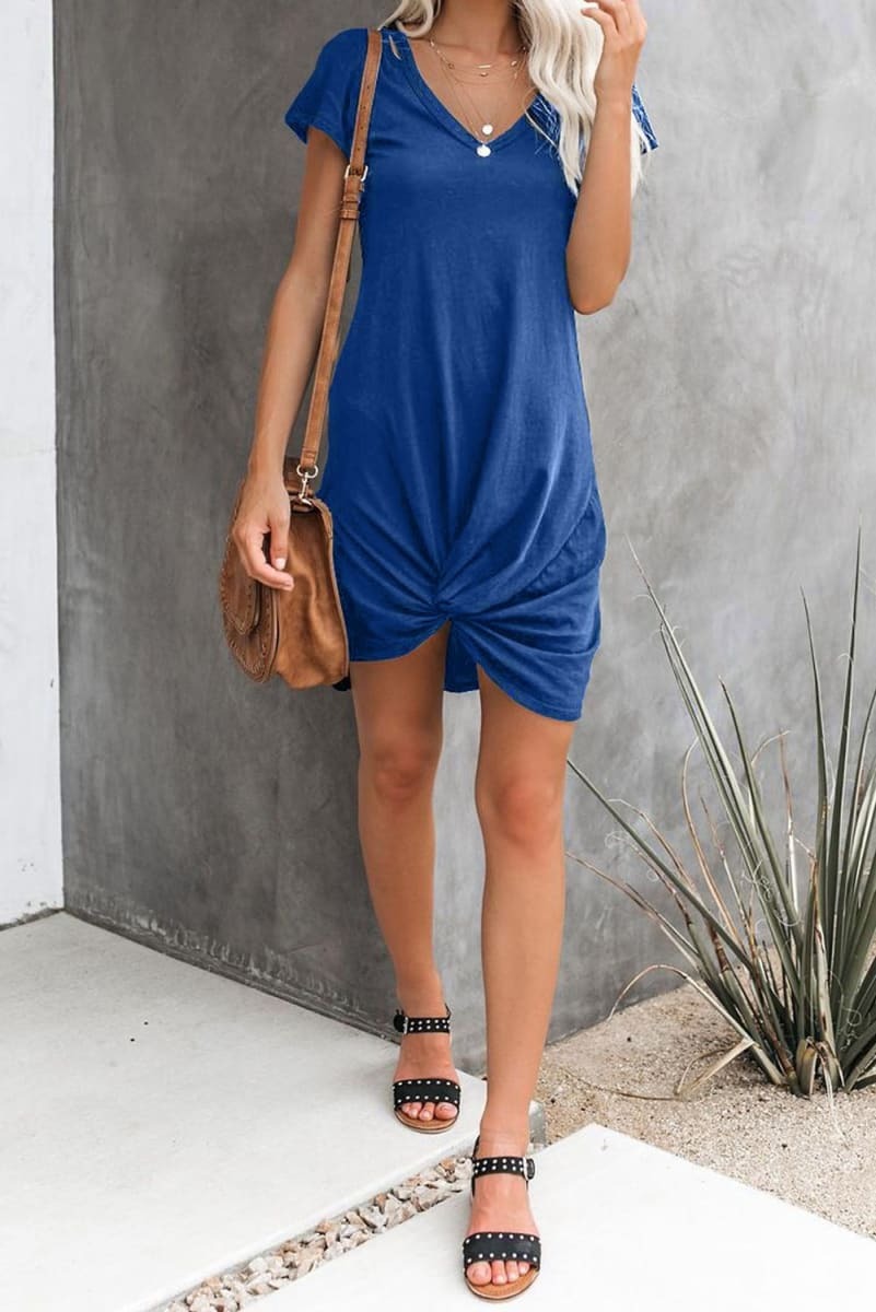 Cutout Knotted T Shirt Dress