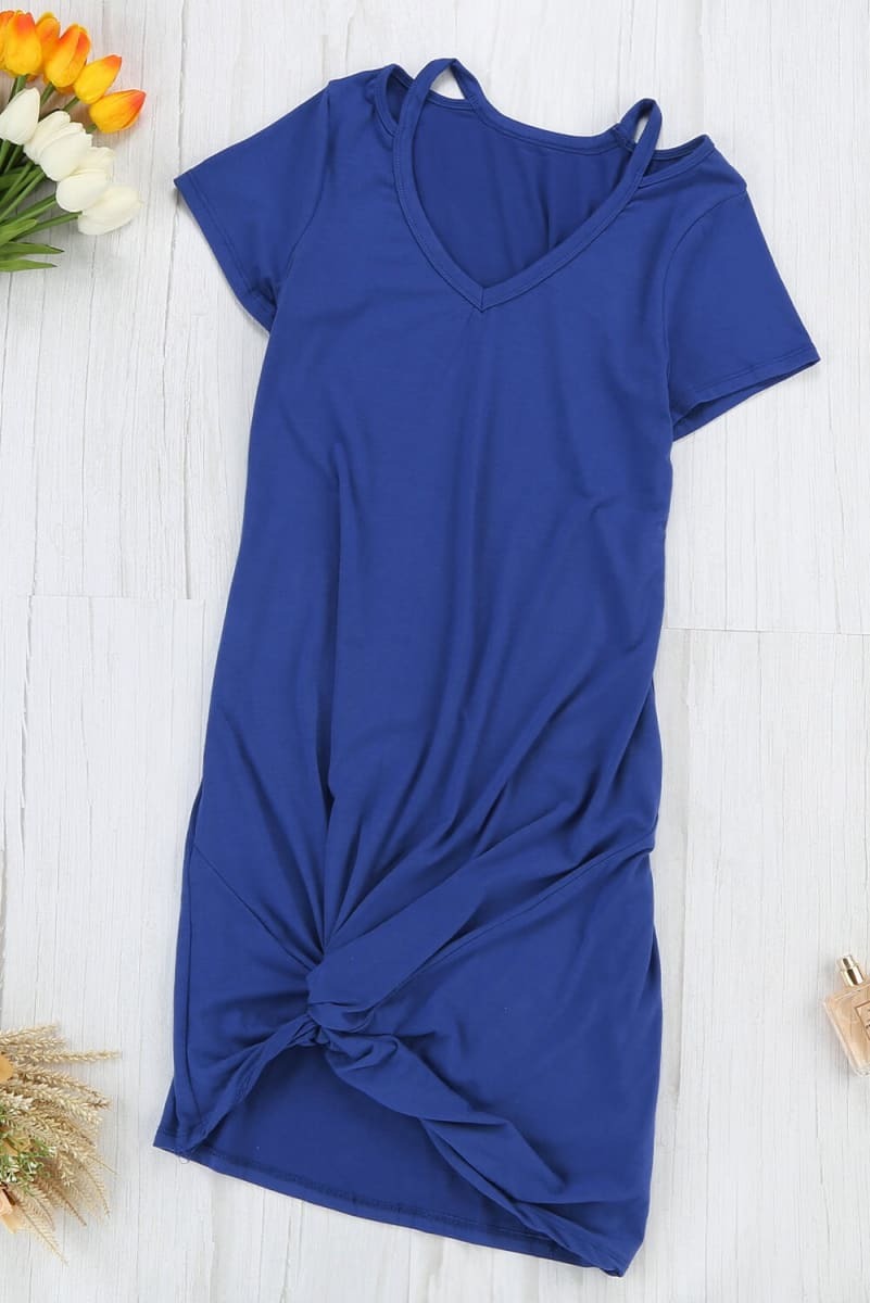 Cutout Knotted T Shirt Dress