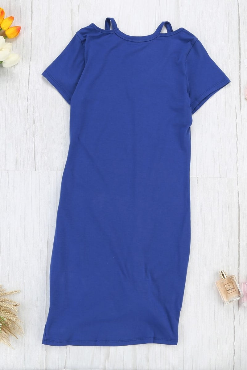 Cutout Knotted T Shirt Dress