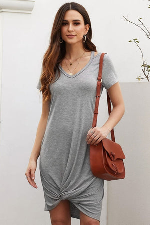 Cutout Knotted T Shirt Dress