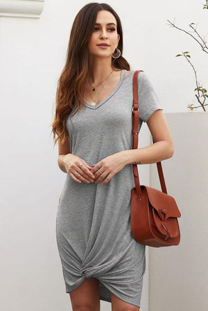 Cutout Knotted T Shirt Dress