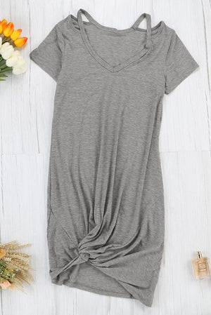 Cutout Knotted T Shirt Dress