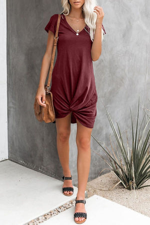 Cutout Knotted T Shirt Dress