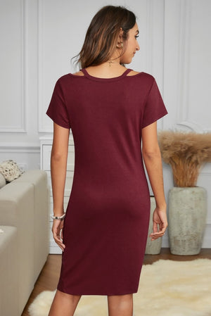 Cutout Knotted T Shirt Dress