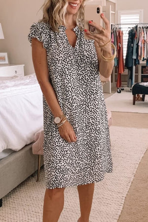 Dotted Ruffled Shift Dress