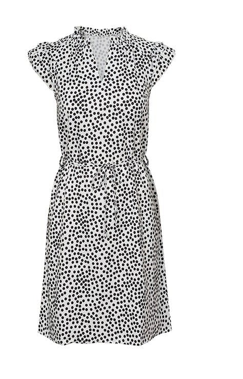 Dotted Ruffled Shift Dress