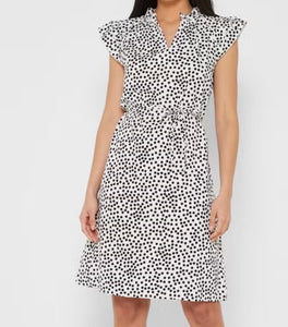 Dotted Ruffled Shift Dress