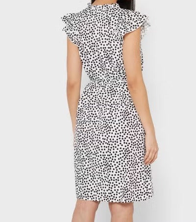 Dotted Ruffled Shift Dress