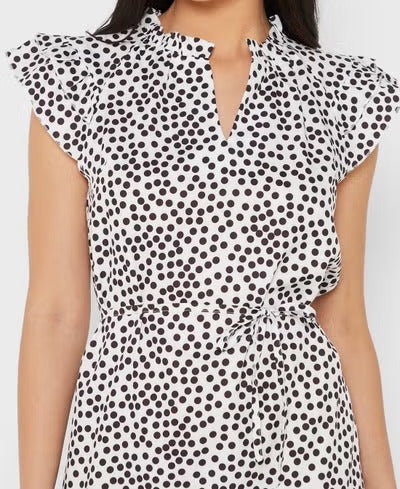 Dotted Ruffled Shift Dress