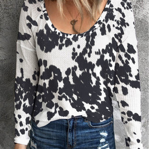 Cow Print Waffle Top