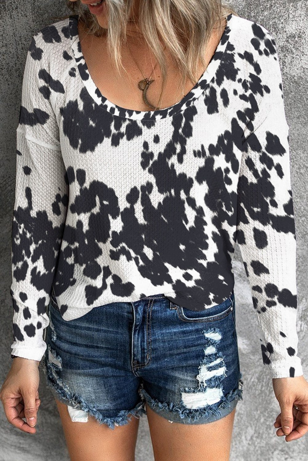 Cow Print Waffle Top