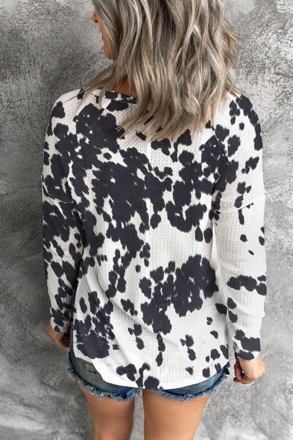 Cow Print Waffle Top