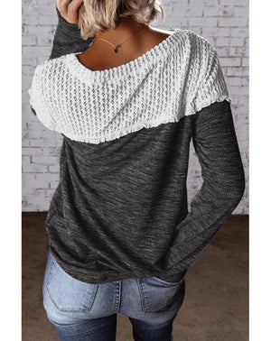 Ultra Soft Crochet Colorblock Knit Top