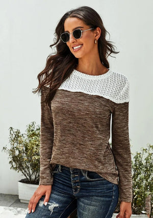 Ultra Soft Crochet Colorblock Knit Top