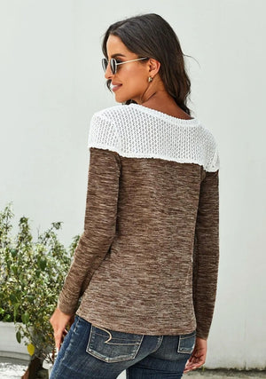 Ultra Soft Crochet Colorblock Knit Top