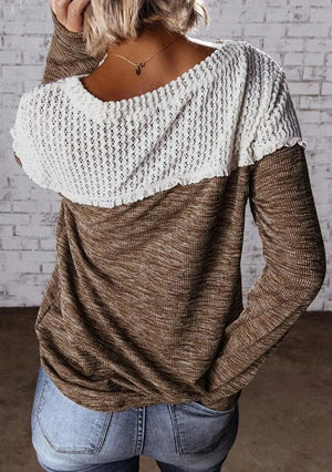 Ultra Soft Crochet Colorblock Knit Top