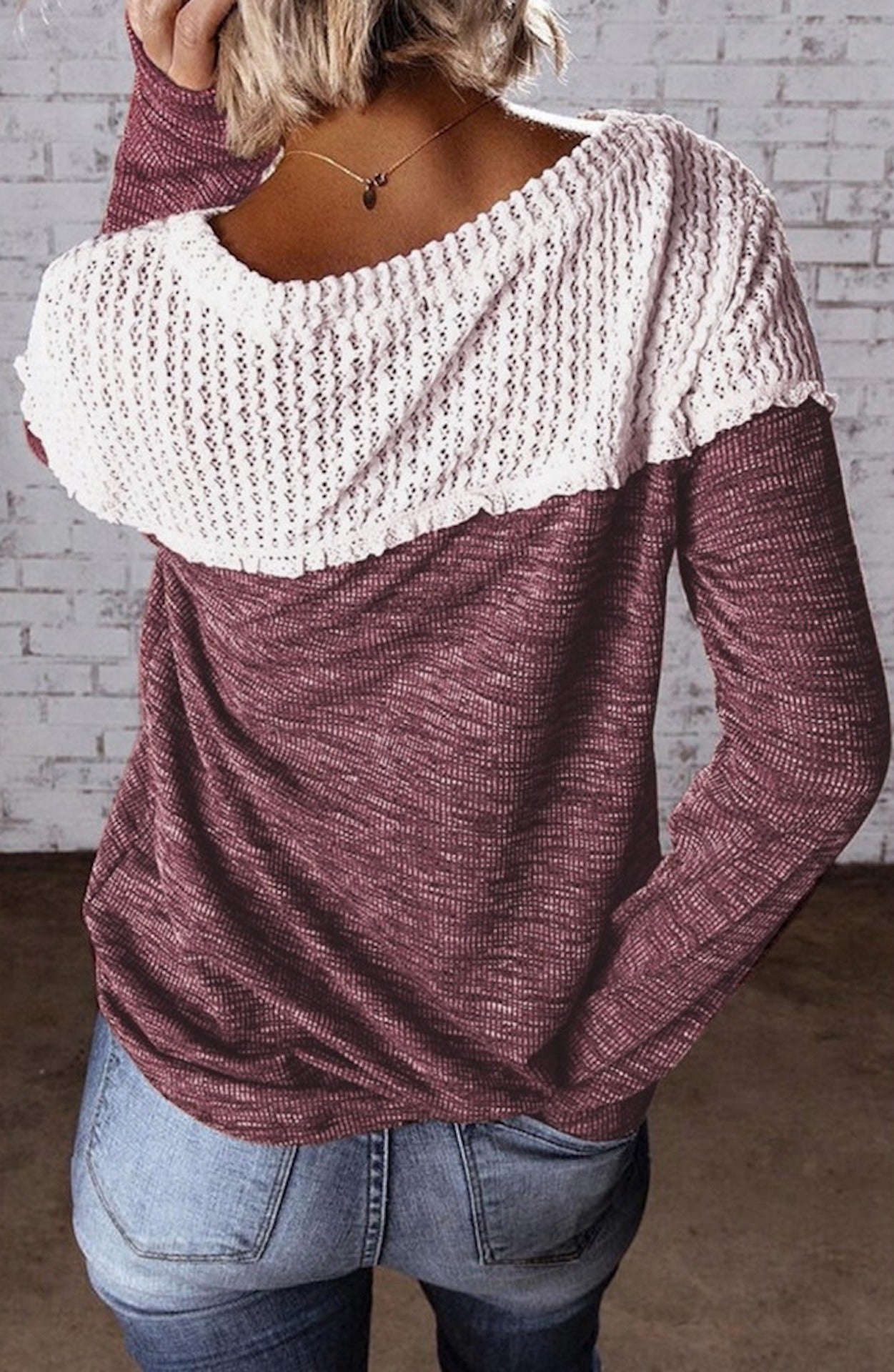 Ultra Soft Crochet Colorblock Knit Top