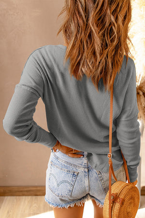 Waffle Knit Henley Top