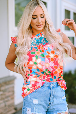 Embroidered Impressionist Daisy Floral Top