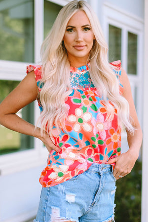 Embroidered Impressionist Daisy Floral Top