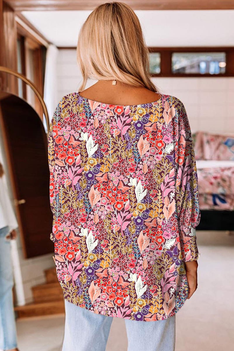 Relaxed Smocked Sleeve Floral Top