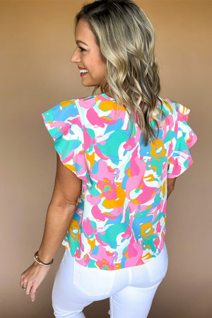 Colorful Abstract Butterfly Sleeve Top