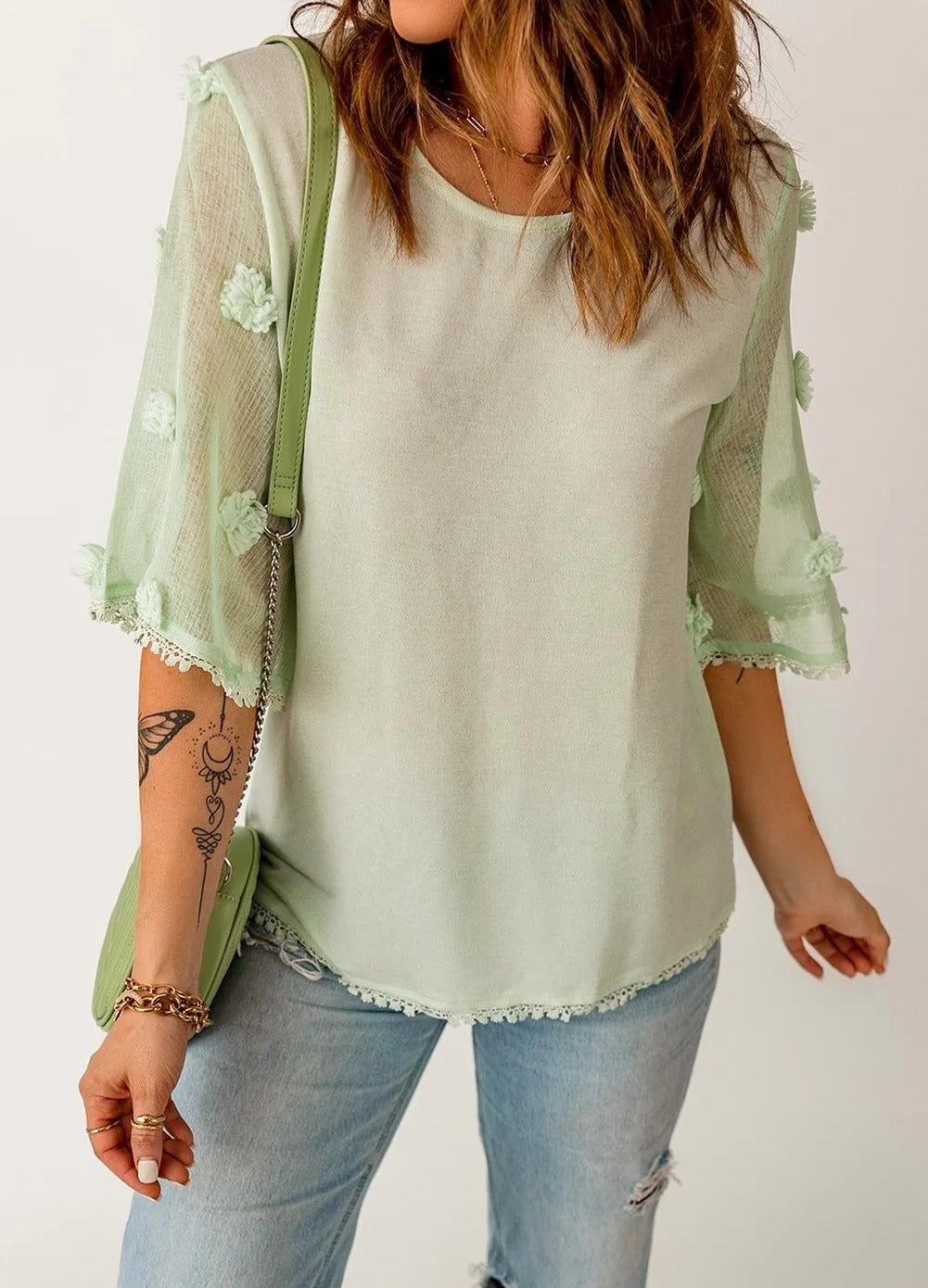 Dotted Bell Sleeve Top