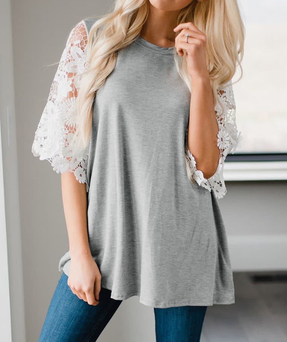 Lace Sleeve Tunic Top