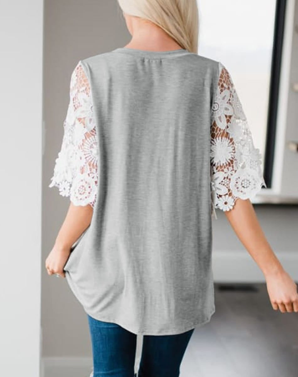 Lace Sleeve Tunic Top