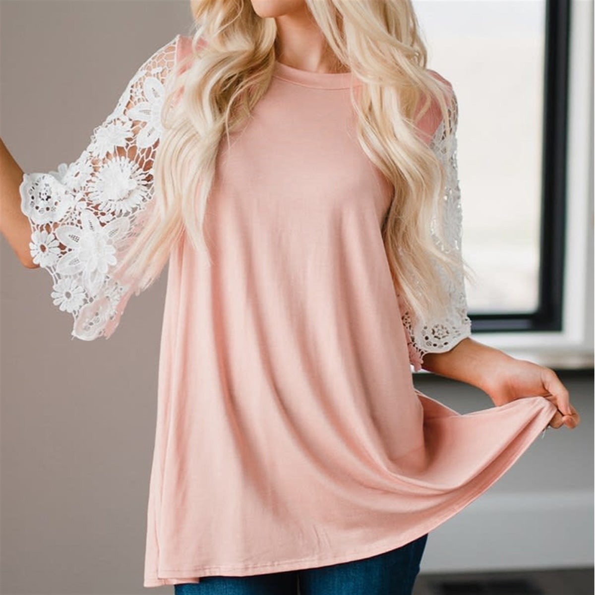 Lace Sleeve Tunic Top