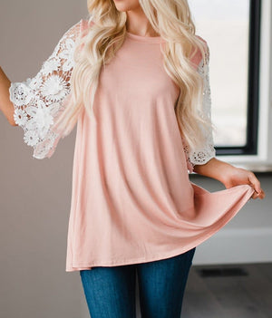 Lace Sleeve Tunic Top