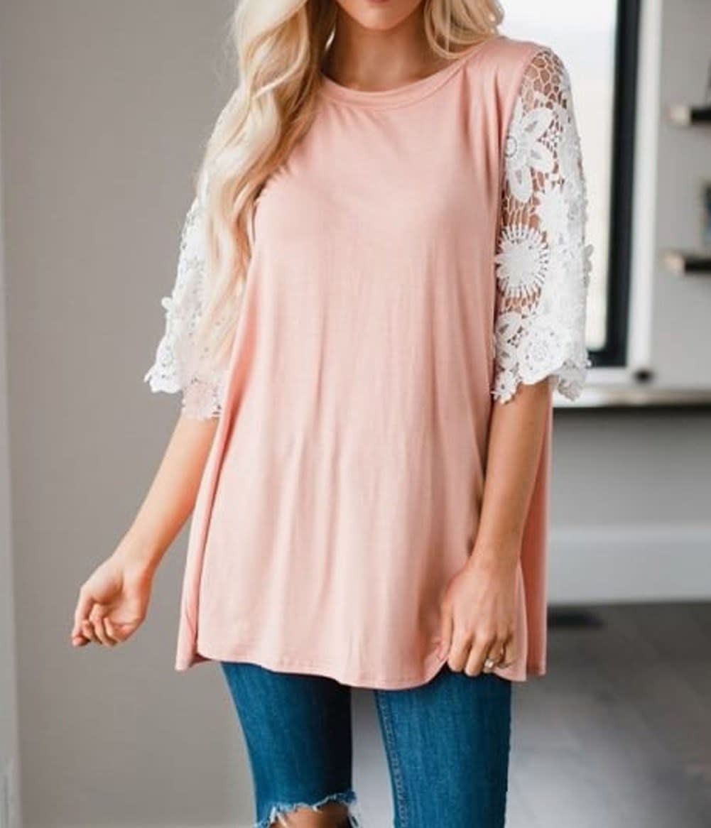 Lace Sleeve Tunic Top