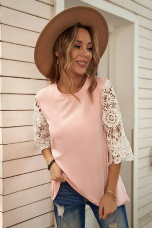 Lace Sleeve Tunic Top