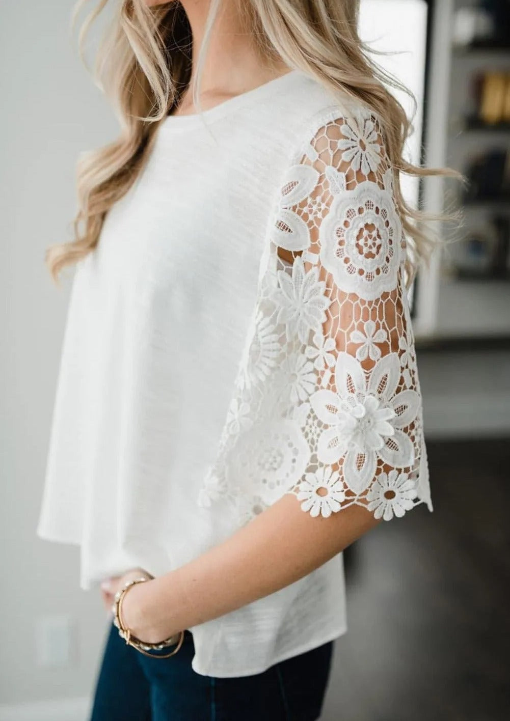 Lace Sleeve Tunic Top