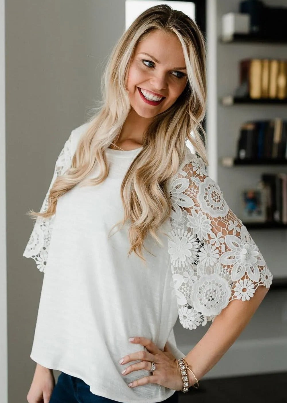 Lace Sleeve Tunic Top