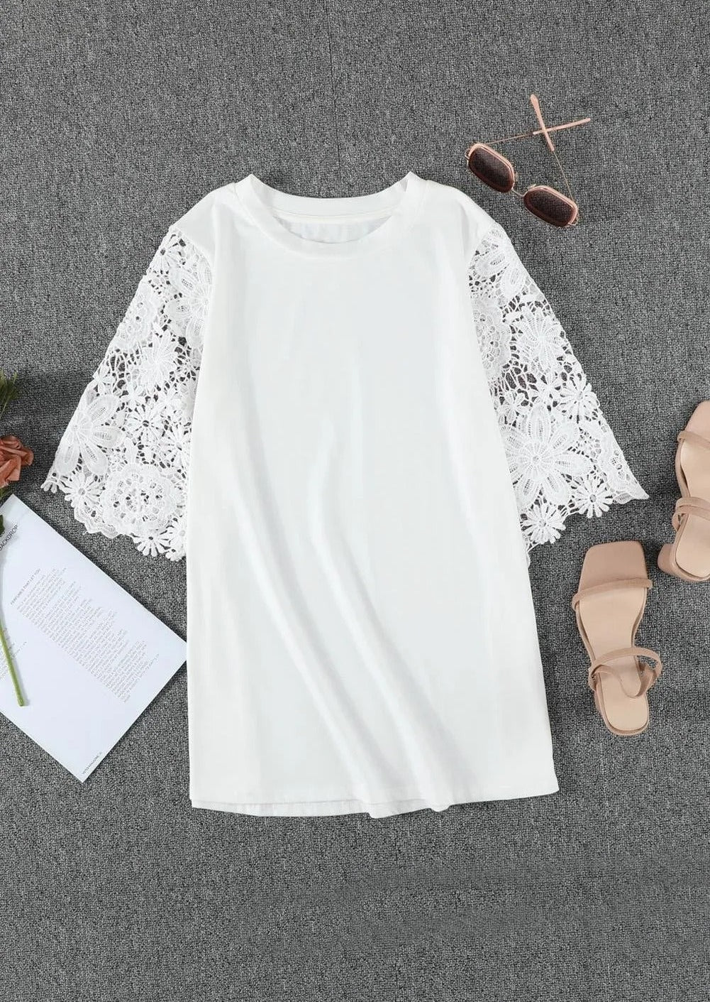 Lace Sleeve Tunic Top