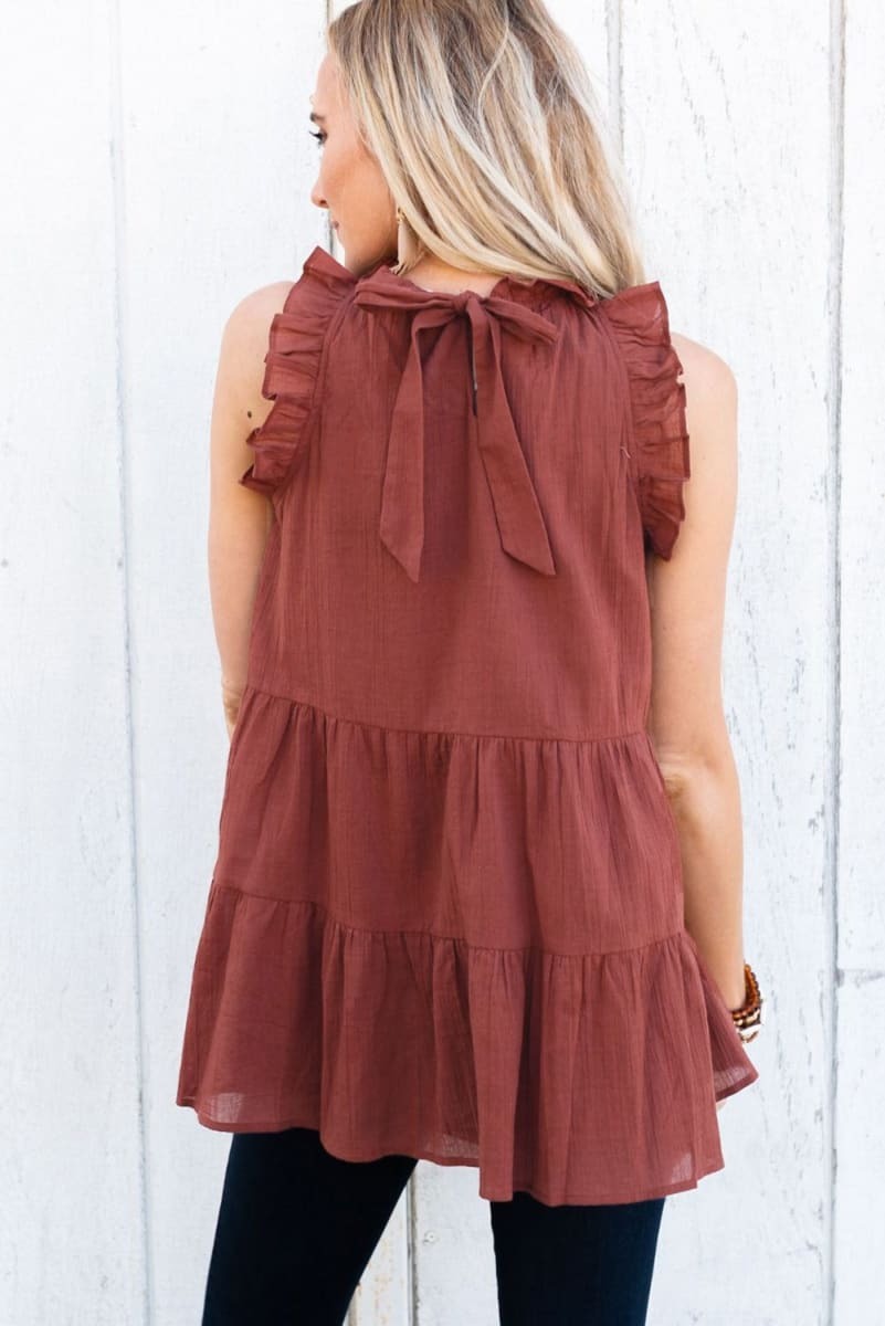 Cotton Ruffled Tiered Tunic Top