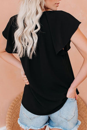 Butterfly Sleeve Solid Top