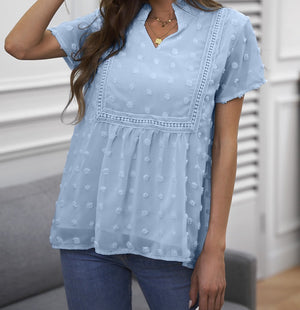 Swiss Dot Short Sleeve Top