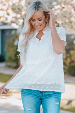 Swiss Dot Short Sleeve Top