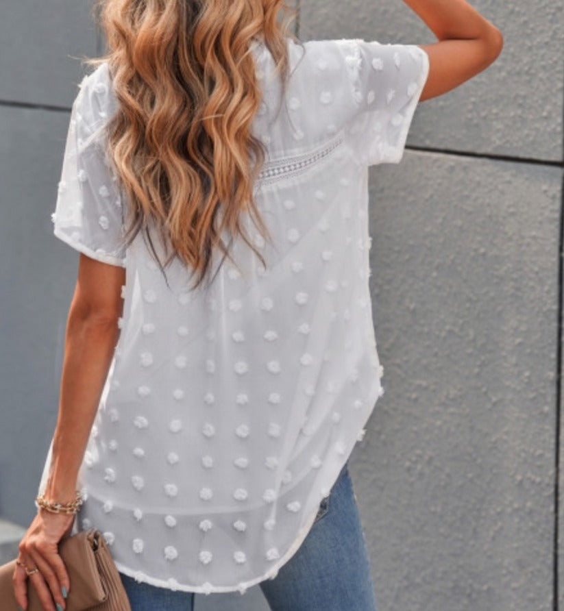 Swiss Dot Short Sleeve Top