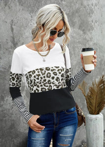 Colorblock Leopard Stripe Top